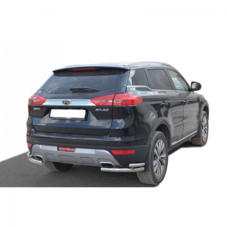 Защита заднего бампера «Уголки двойные» (d51/40) для Geely Atlas (2016-н.в.)(Окрашенное) купить недорого с доставкой в Ангарск